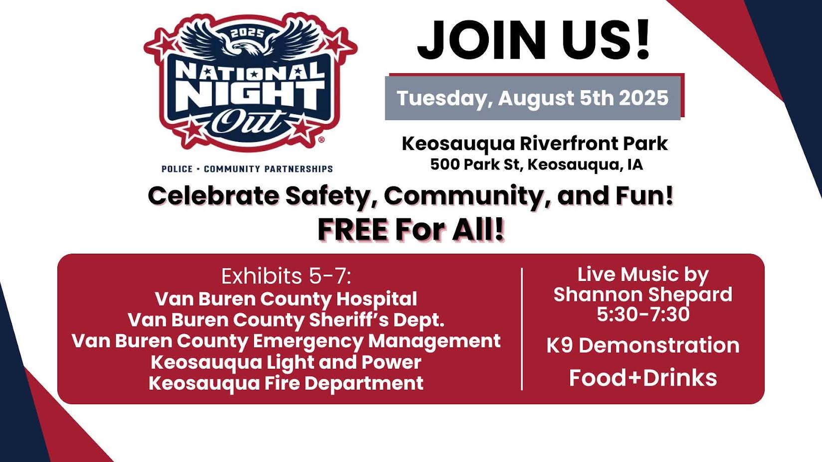 2025 National Night Out @ Keosauqua Riverfront Park - Ottumwa Radio