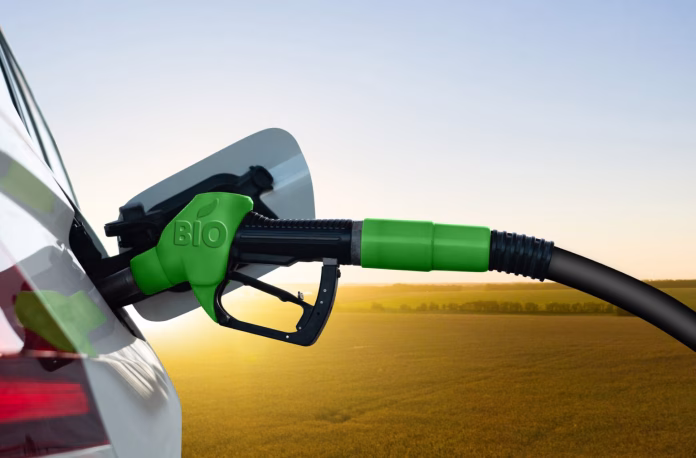 Car with biofuel nozzle