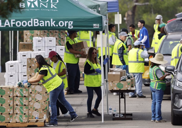 L.A. Area Food Bank Hosts Large-Scale Drive-Through Food Distribution Event