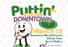 Puttin’ Around Downtown Returns March 13 with Mini Golf, Prizes, and a New Mascot