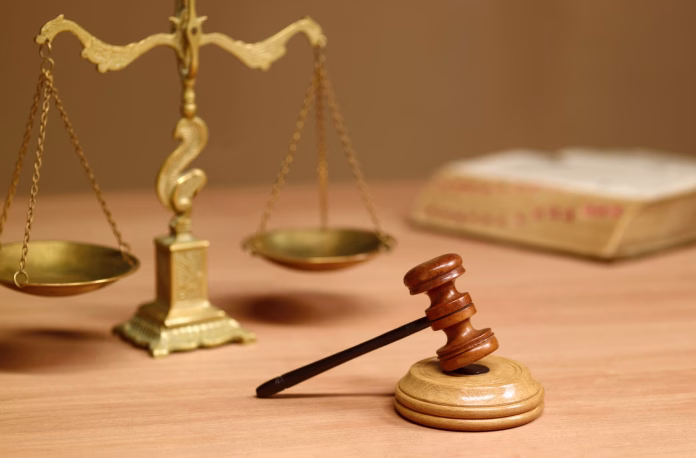 Judges desk in court room